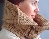 Cable neckwarmer / cowl in light brown - made to order