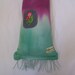 Upcycled blue jean tie dyed Pillow with vintage patch green purple OOAK