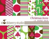 Christmas Icon Digital Scrapbooking Paper Pack - Instant Download Il_170x135