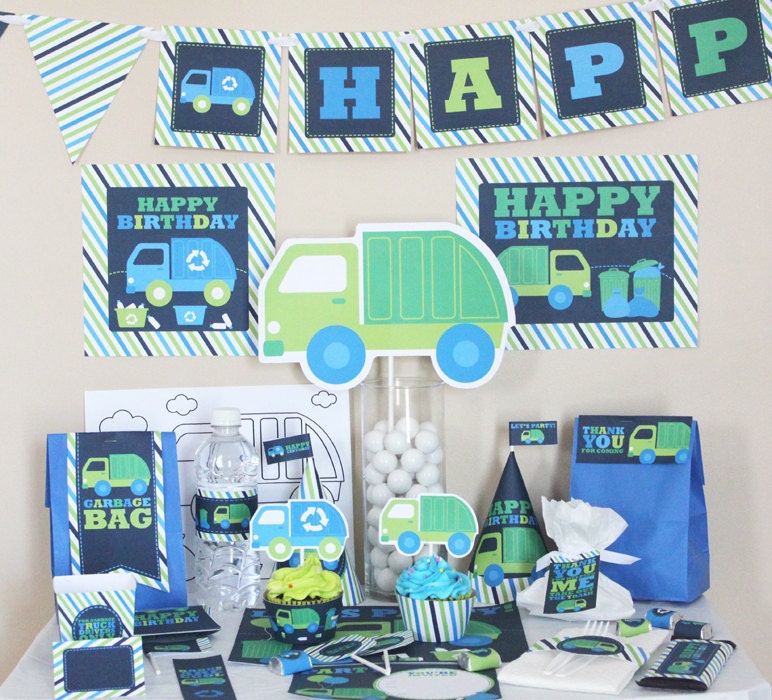 Garbage and Recycle Truck Birthday DIY Printable Party Kit - INSTANT DOWNLOAD Il_170x135