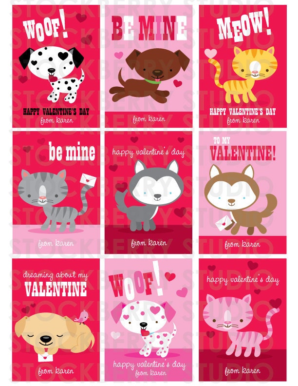 Dogs and Cats Printable Valentine's Day Card Il_170x135