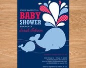 Blue Whale Baby Shower DIY Printable Invitation Red Light Blue Il_170x135