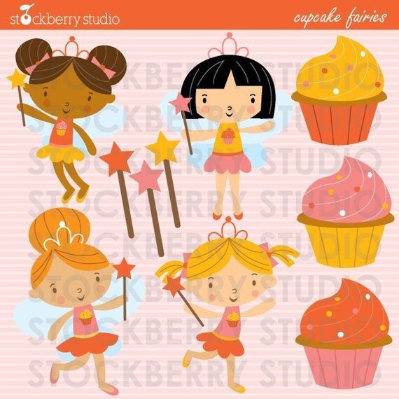 Cupcake Fairies Personal and Commerical Use Clipart Set Il_570xn