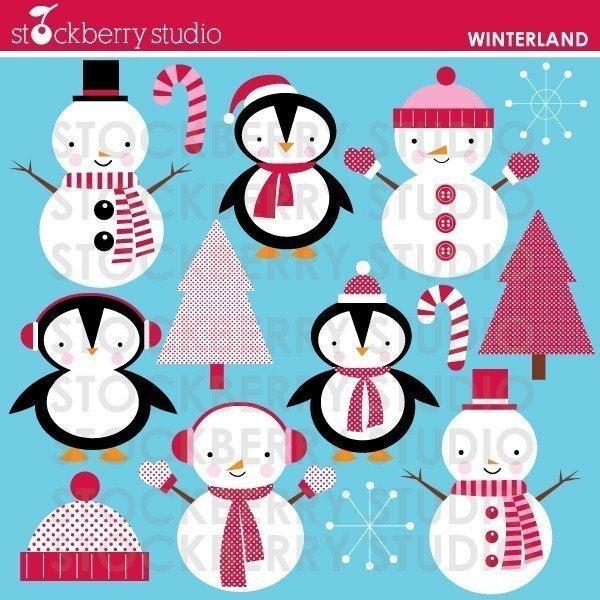 Winterland Personal and Commerical Use Clipart Set - Instant Download Il_570xn