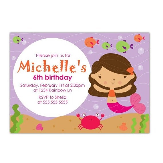 Mermaid Party Custom Printable Invitation Il_570xn