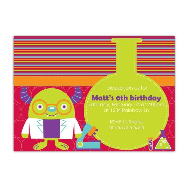 Monster Science Party Custom Printable Invitation Il_570xn
