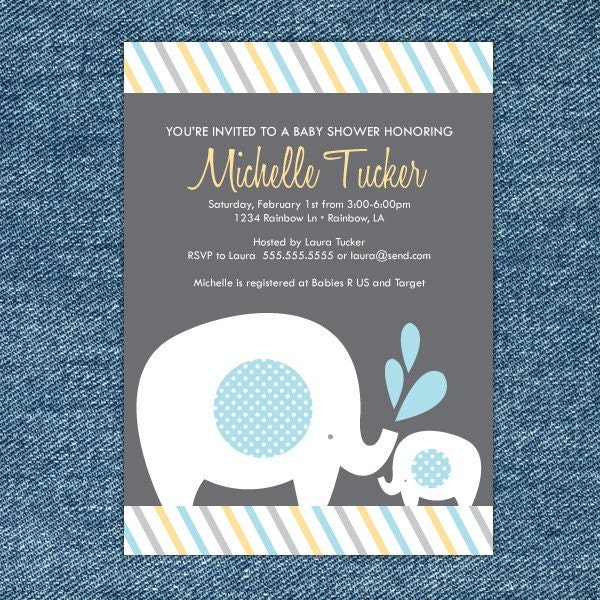 Elephant Baby Shower Printable Invitation - Boy Il_570xn