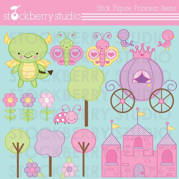 Stick Figure Princess Frog Items Personal and Commercial Use Clipart Set - Instant Download Il_570xn