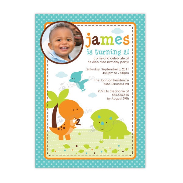 Dinosaur Boy Birthday Party Printable Invitation Il_570xn