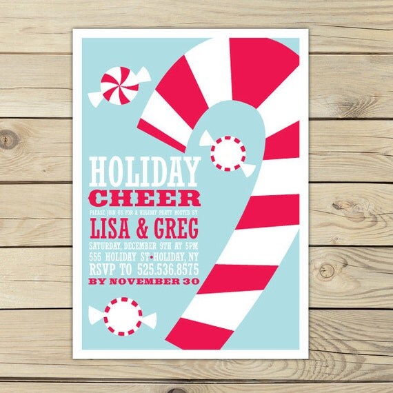 Candy Cane Christmas Holiday Printable DIY Invitation Il_570xn