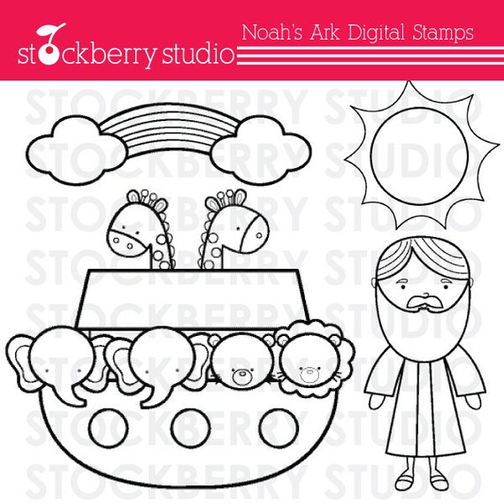 Noah's Ark Digital stamps Personal and Commerical Use Clipart Set. Il_570xn