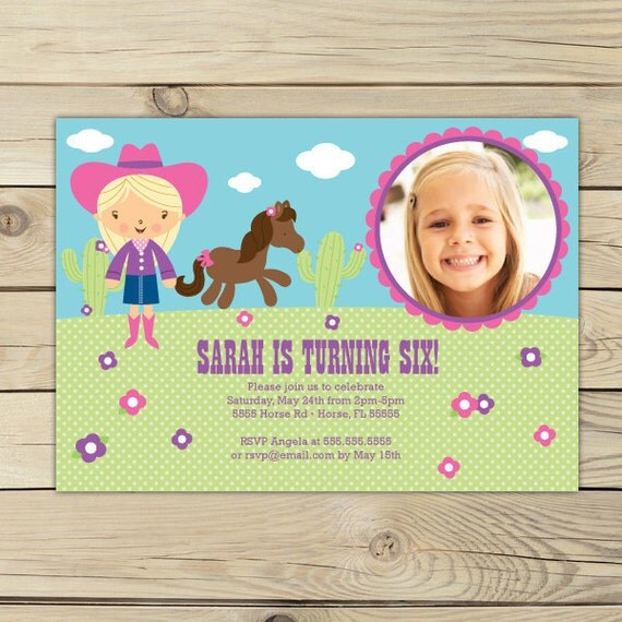 Cowgirl Pink Birthday DIY Printable Photo Invitation Il_570xn