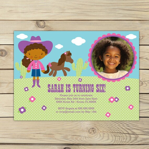 Cowgirl Pink Birthday DIY Printable Photo Invitation Il_570xn