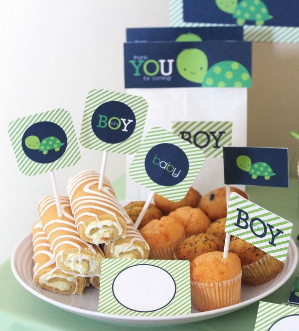 Turtle Boy Baby Shower Printable Package - Instant Download