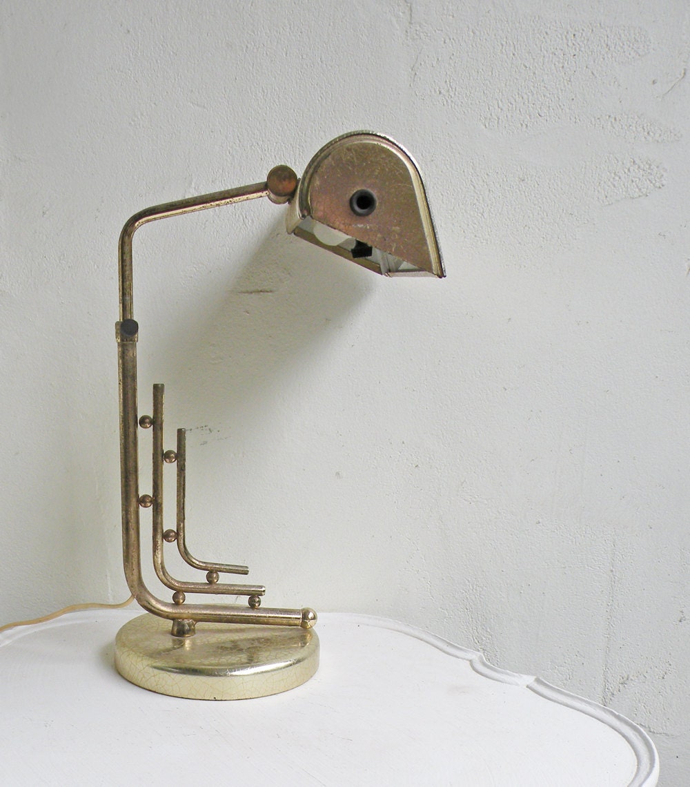 SALE Glorious Art Deco Style Vintage Brass Desk Lamp