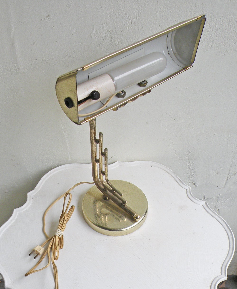 SALE Glorious Art Deco Style Vintage Brass Desk Lamp