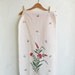 Vintage Flower Tea Towel Linen Hand Towel Red Green Cream White Botanical Floral Kitchen Towel Cottage Decor