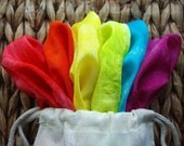 Waldorf Play Silks, SET of 6 RAINBOW SWIRL 11" x 11" in Muslin Storage Bag