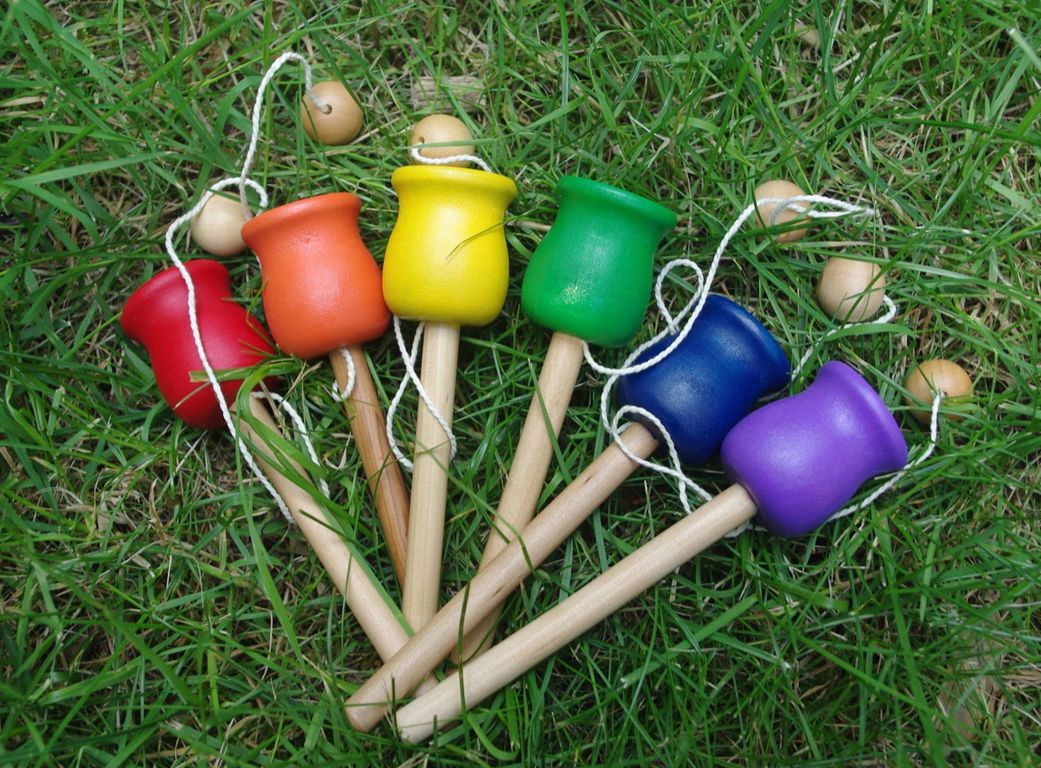 Classic Toy Wooden Ball and Cup Toss Game, Old Fashioned Waldorf Toy, CHOOSE ONE COLOR