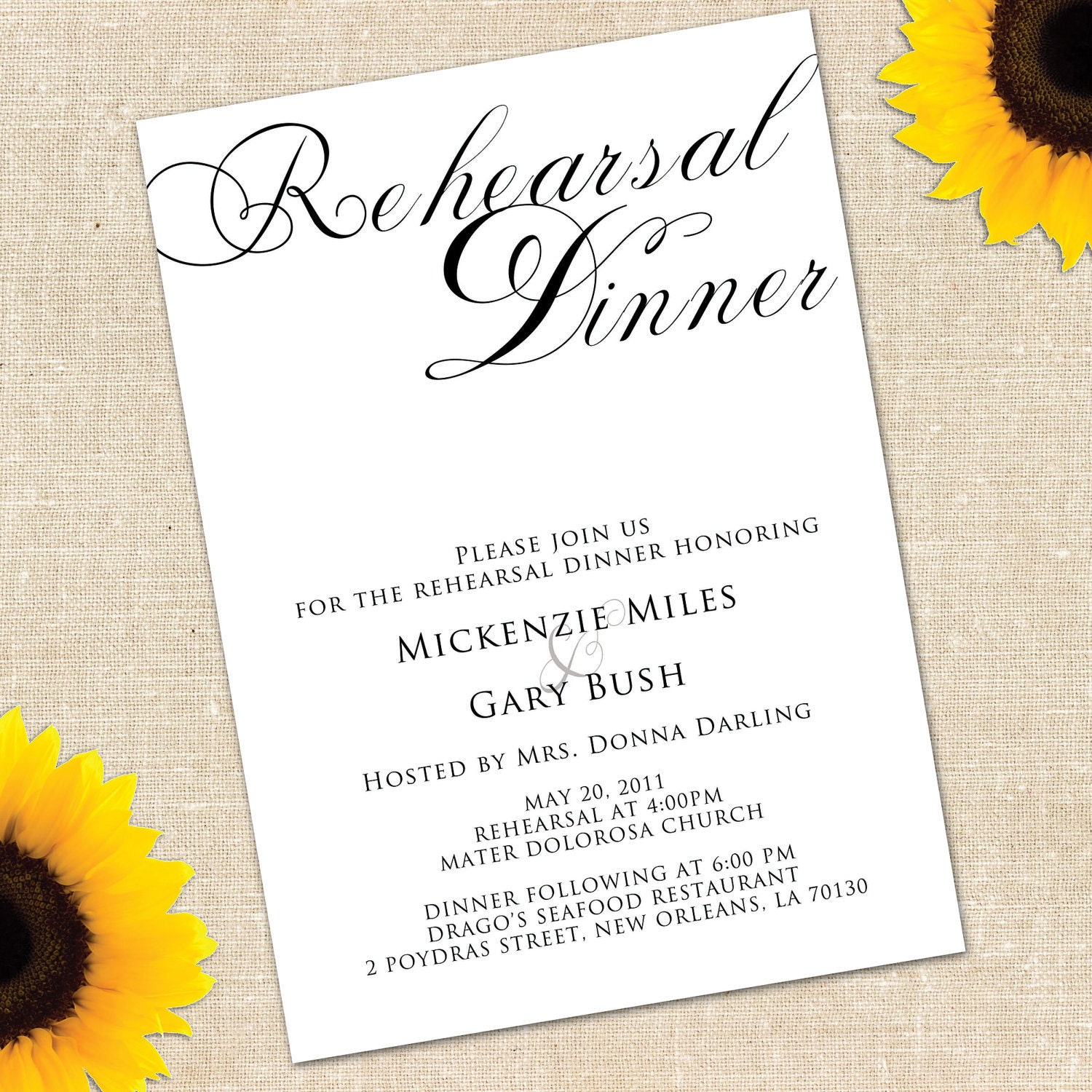 Simplicity Rehearsal Dinner Invitation