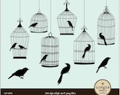 Instant Download Bird Cage clip art digital illustration for scrapbooking, DIY invitation PNG (CLP0076)