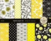 Fresh Modern yellow Digital Paper pack for scrapbooking DIY wedding invitation (DG078)