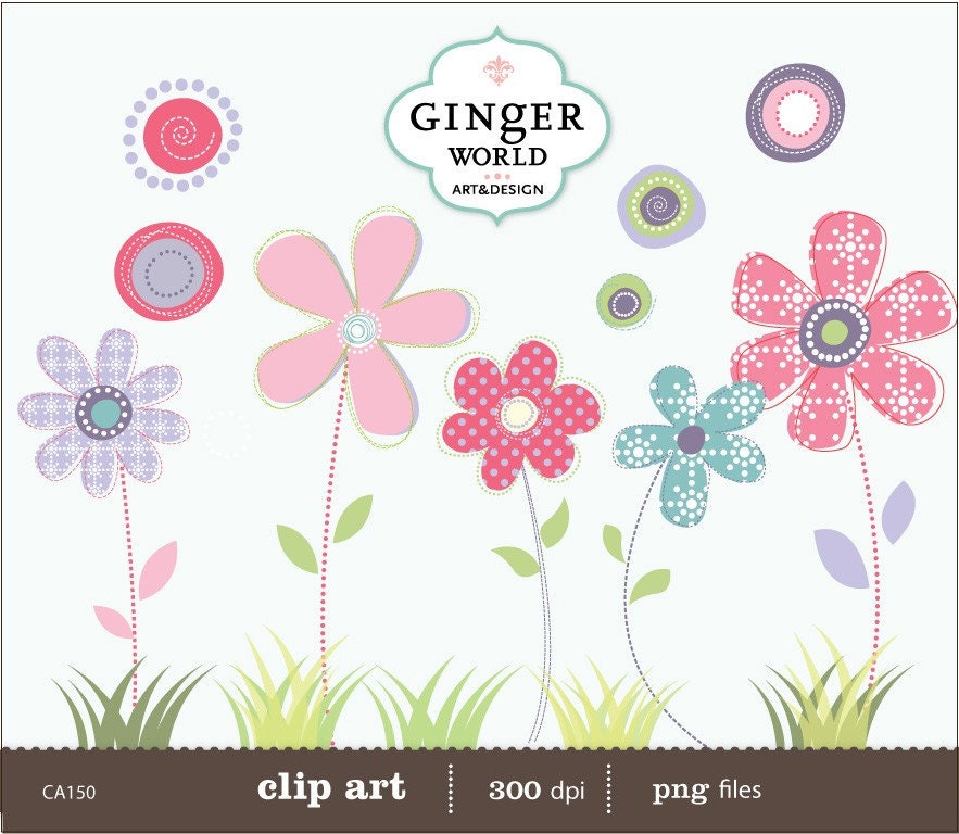 SALE Spring pink Flower Daisy Clip art Digital for scrapbooking DIY invitation (CA150)