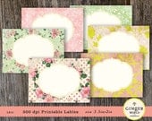 shabby chic Label Sticker printable digital sheet for scrapbooking, journaling spot, gift tag (LB10)