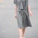 Deep sea/asymmetrical yarn dyed linendress/3 colors/custom made