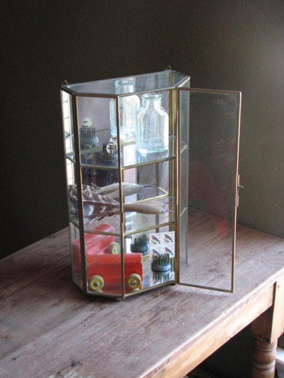 Large Vintage Brass and Glass Display Case by MyVintageFix