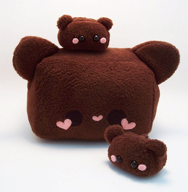 Teddy Truffle Chocolate Bear Plush Kawaii Stuffed Toy by Quacked Plush in soft brown fleece