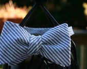 Navy Seersucker Bow Tie