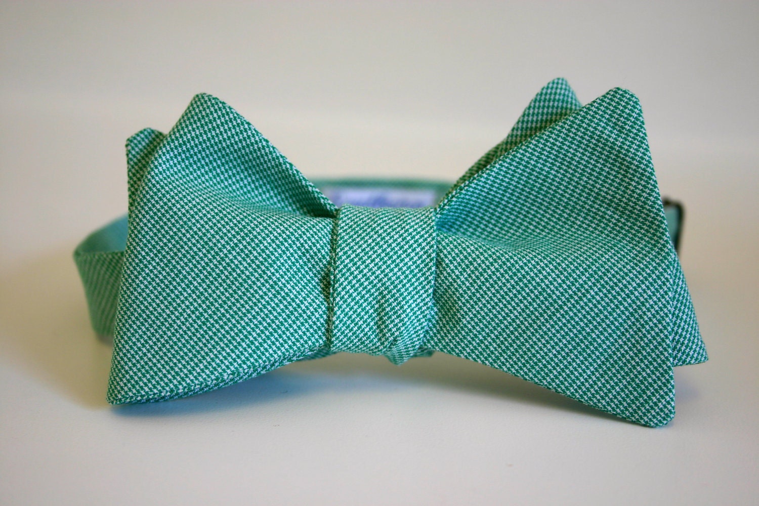 Green Herringbone Bow Tie