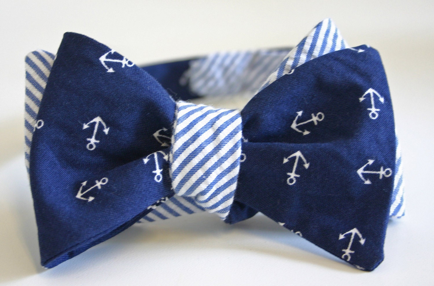 Seersucker and Anchors Bow Tie