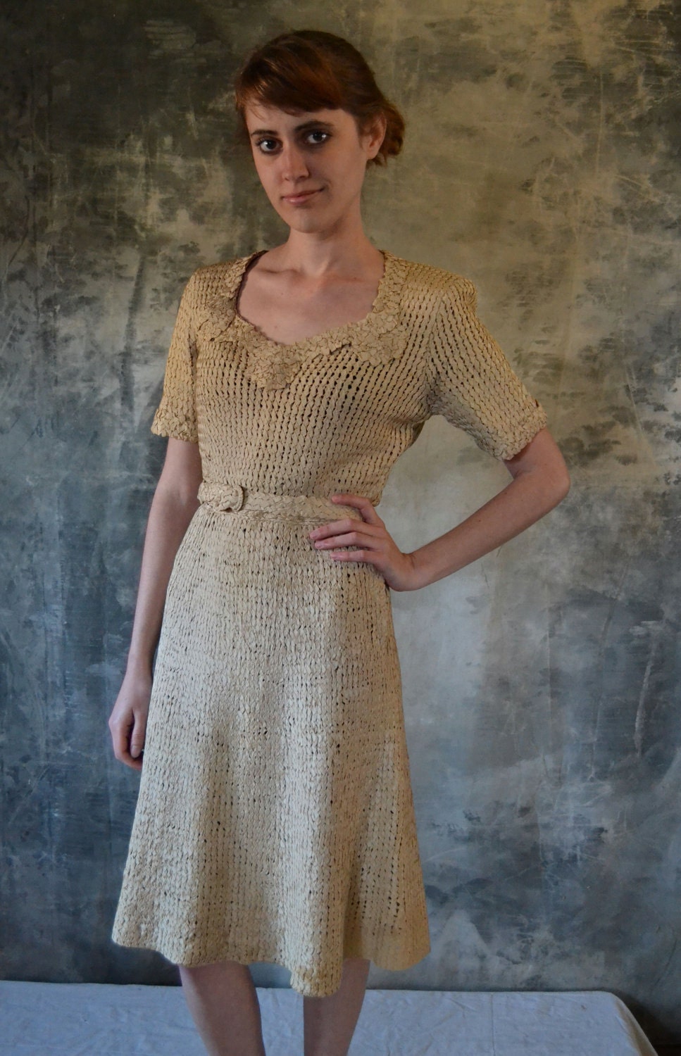 1940's Incredible Woven Ribbon Day Dress