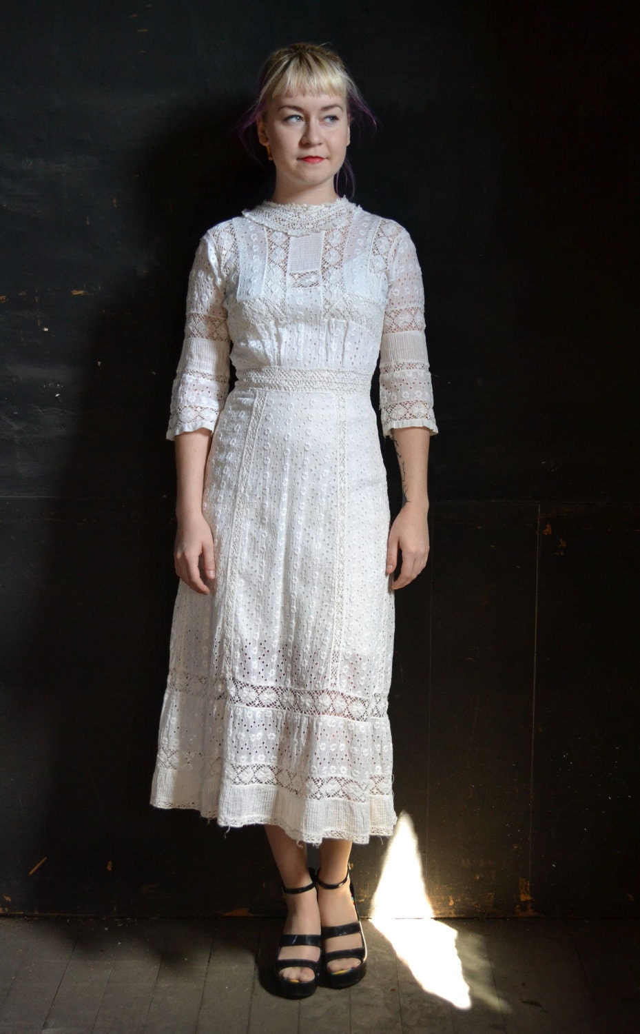 Victorian White Lace Summer Day Dress