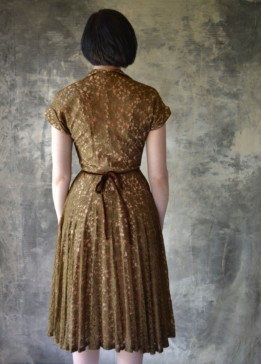 1950's Hazel Lace Dress with Velvet Buttons