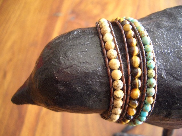 3 wrap bracelet using earthy colored gemstones chan luu inspired