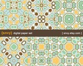 Retro Era - Digital Paper Pack (Set of 6 Papers) Printable Scrapbook Paper Patterns Set - 100024A