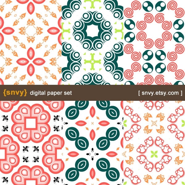 Victorian II - Digital Paper Pack (Set of 6 Papers) Printable Scrapbook Paper Patterns Set - 100033A