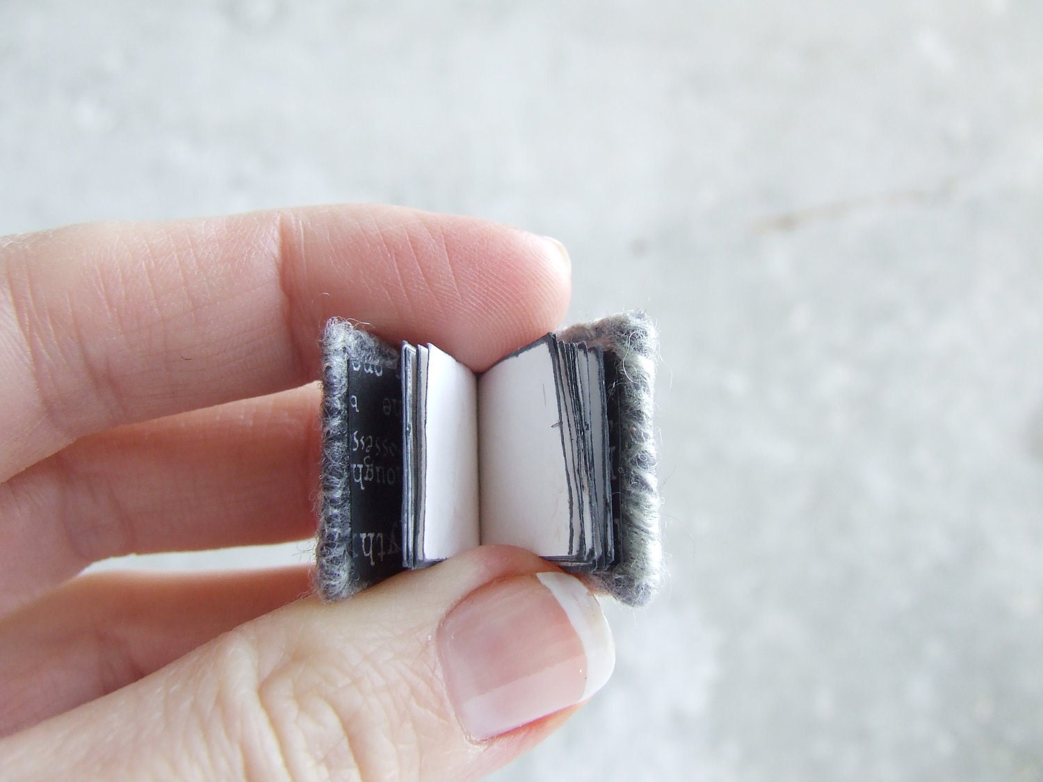 Mini book grey earrings journal felted mini felt notebook shabby chic paper oht summer neutral flowers silver floral back to school