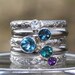 Birthstone Stacking Ring, Family & Mother's Ring, 5 Stacking Sterling Silver rings with gemstones, Birthstones, Sterling Silver, custom made