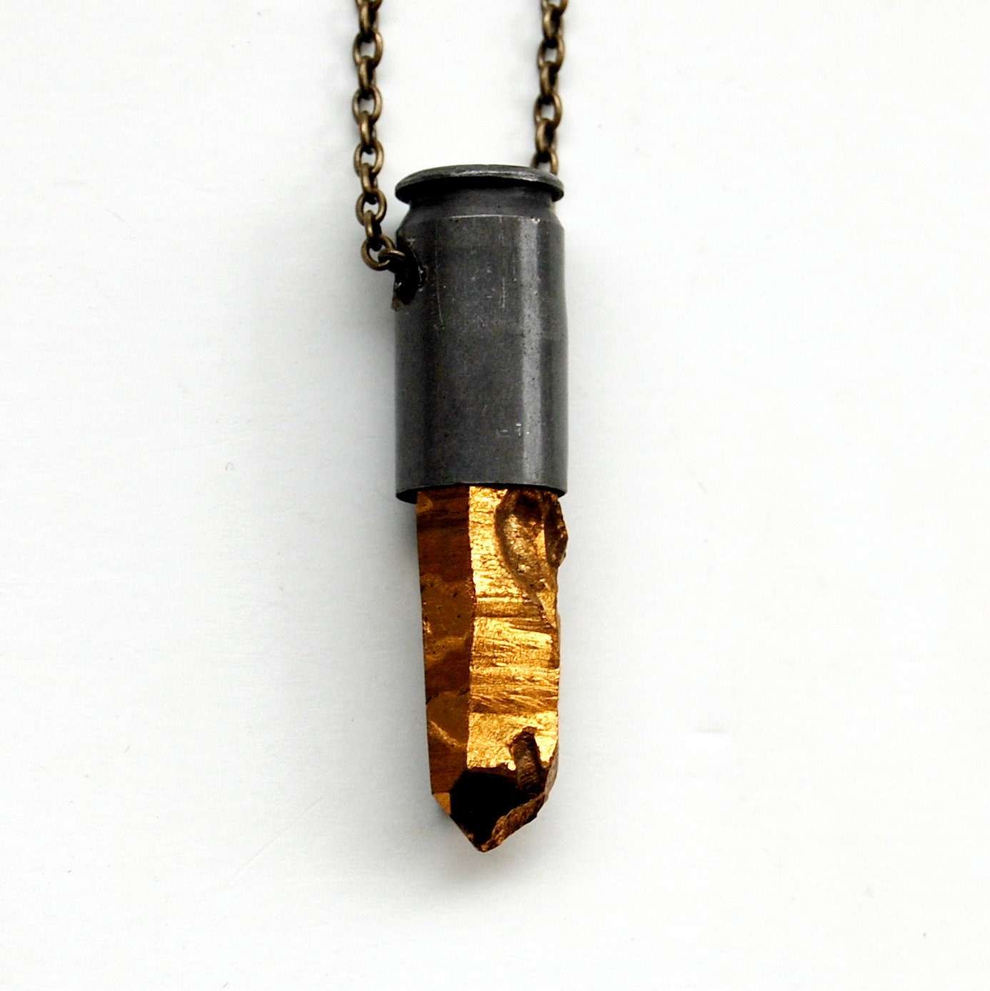 MERCURY sunbeam aura crystal bullet necklace