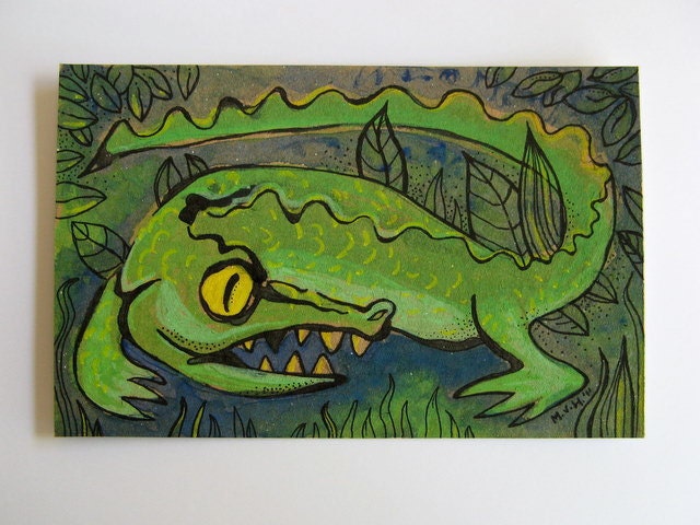 Crocodile - original illustration - small affordable art