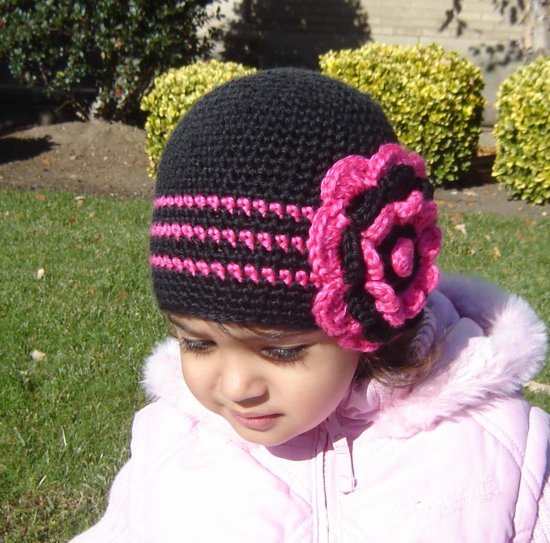 PDF Instant Download Easy Crochet  Pattern No 066 Big Flower Beanie ALL sizes baby toddler child adult