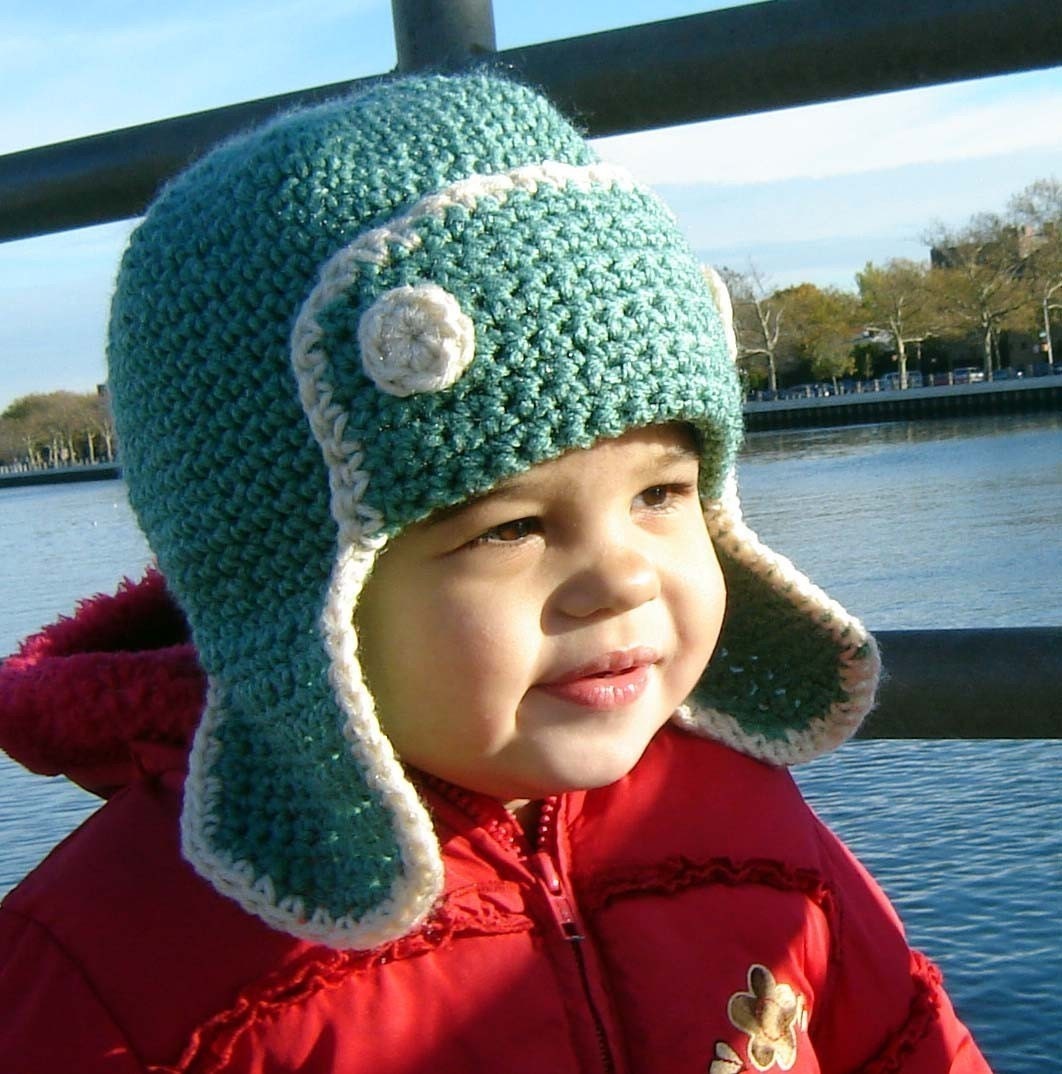 PDF Instant Download Crochet Pattern No059 Green Earflap ALL sizes baby toddler child adult