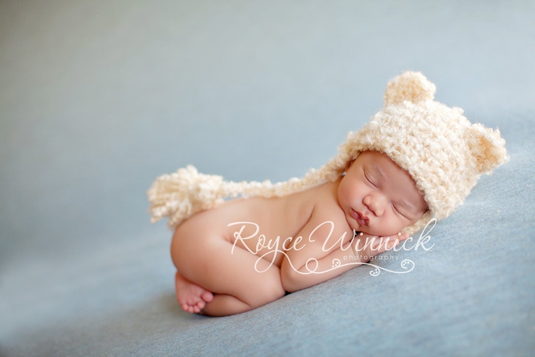 PDF Instant Download Easy Crochet Pattern No 218 Baby Bear Hat Photography Prop Sizes preemie, newborn, 0-3, 3-6 months