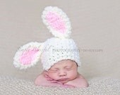 PDF Instant Download Easy Crochet Pattern No 248 Bunny Beanie photo prop sizes preemie, newborn. 0-3, 3-6 months