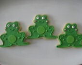 Adorable frog cookies will be all the Ribbit at your next party or get together. Set of 12 decorated frog sugar cookies.