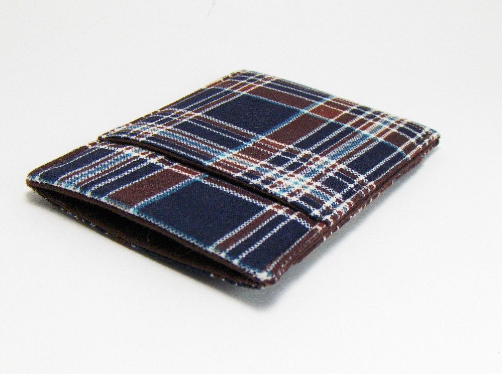 pocket wallet pouch 'navy plaid' mens